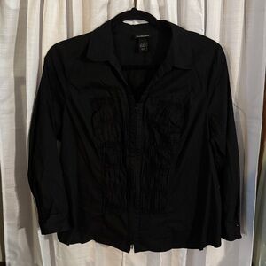 Lane Bryant Black Zip-up Blouse with pleated design on Front, Size 22/24